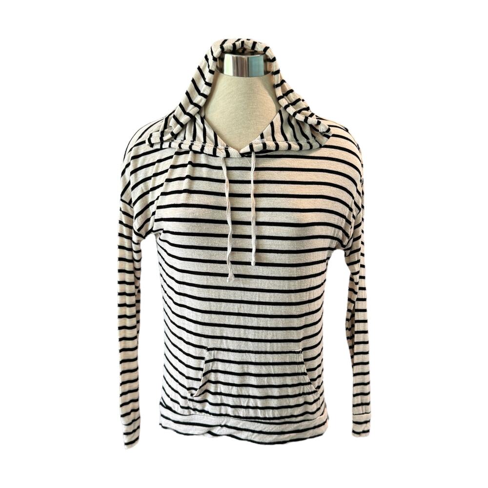 Pink Republic Cream & Black Striped Lightweight Hoodie Size Small